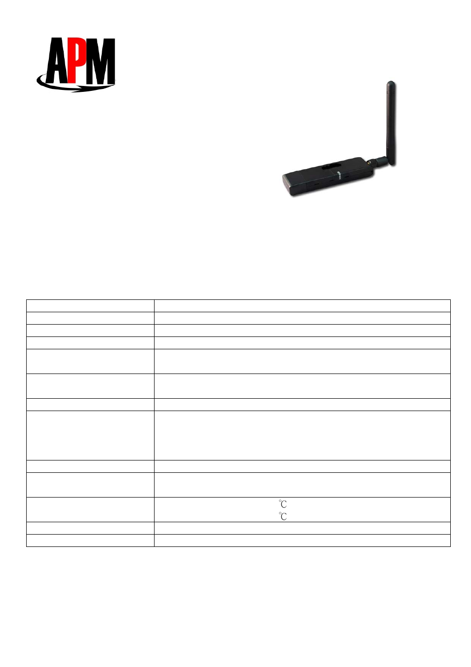 APM AAWUS036E User Manual | 1 page