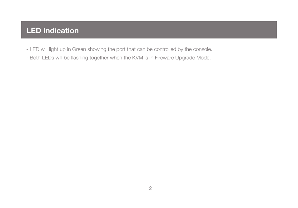 Led indication | IOGear GCS62HU User Manual | Page 12 / 32