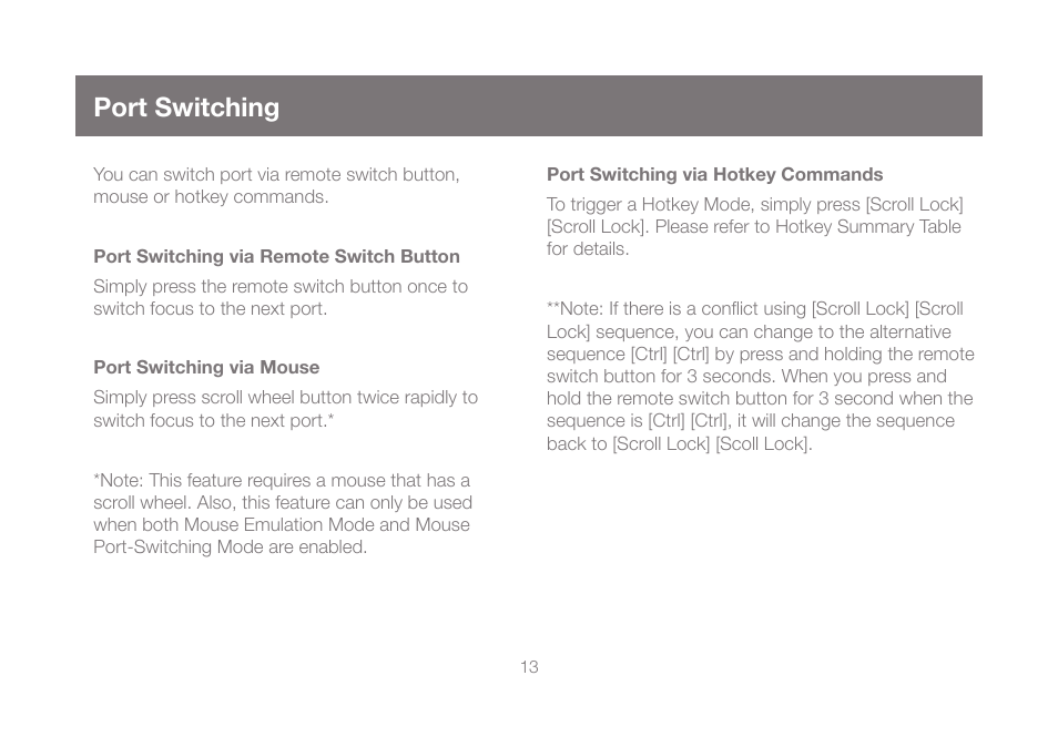 Port switching | IOGear GCS62HU User Manual | Page 13 / 32