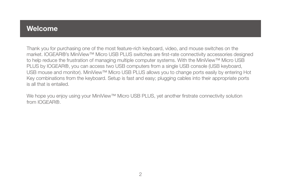 Welcome | IOGear GCS632UW6 Manual User Manual | Page 2 / 36