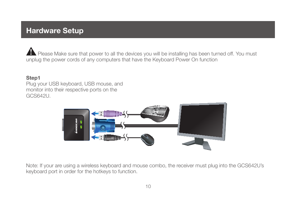 Hardware setup | IOGear GCS642U User Manual | Page 10 / 34