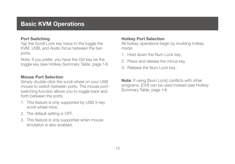 Basic kvm operations | IOGear GCS642U User Manual | Page 13 / 34