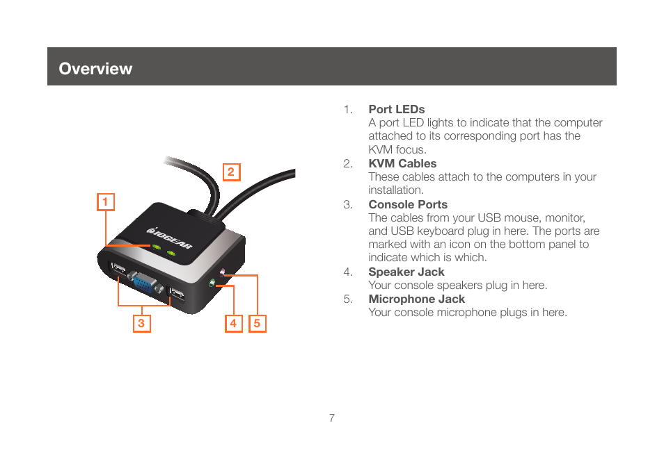 Overview, Overview 7 | IOGear GCS642U User Manual | Page 7 / 34