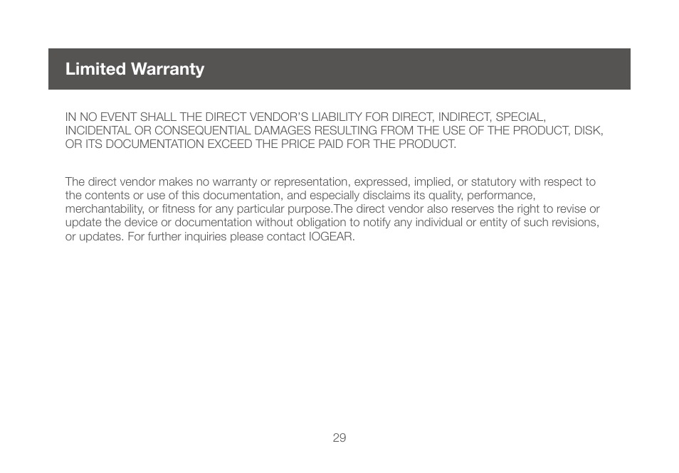 Limited warranty | IOGear GCS661UW6 User Manual | Page 29 / 32