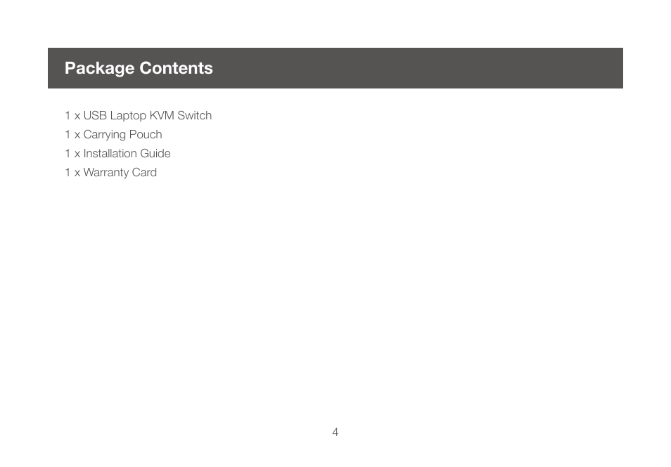 Package contents | IOGear GCS661UW6 User Manual | Page 4 / 32