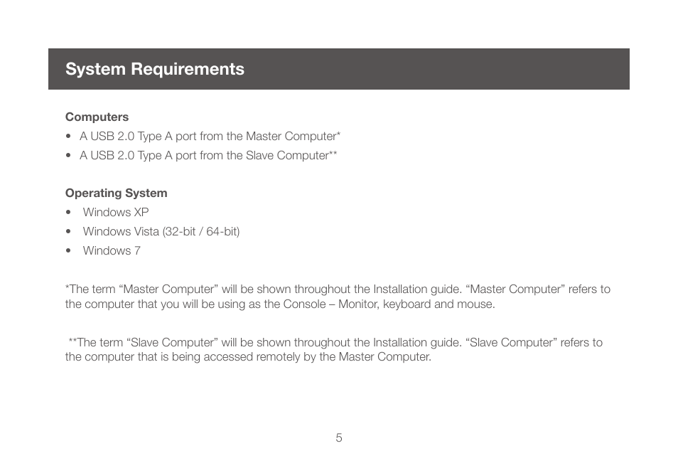 System requirement, System requirements | IOGear GCS661UW6 User Manual | Page 5 / 32