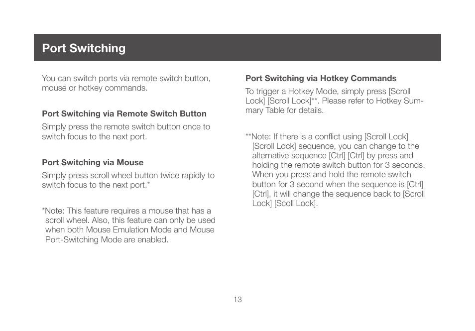 Port switching | IOGear GCS982U User Manual | Page 13 / 30