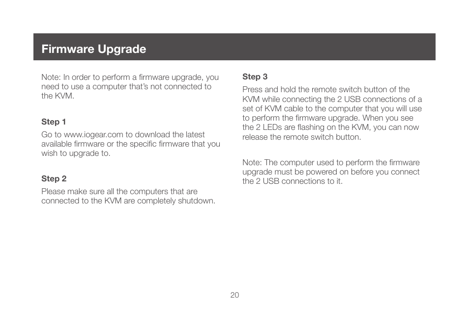 Firmware upgrade | IOGear GCS982U User Manual | Page 20 / 30