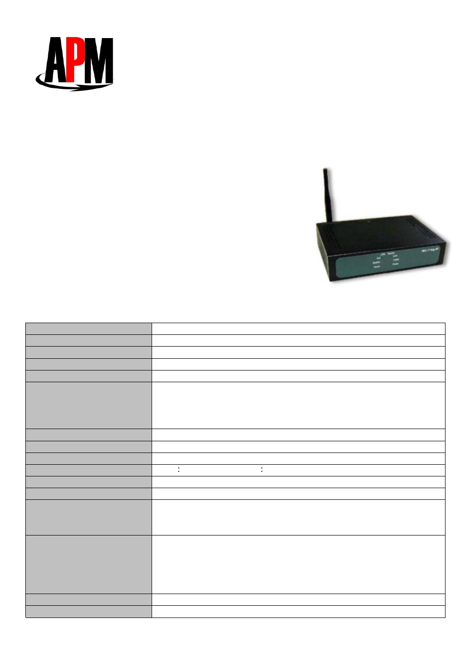 APM AAWAP601HW User Manual | 1 page