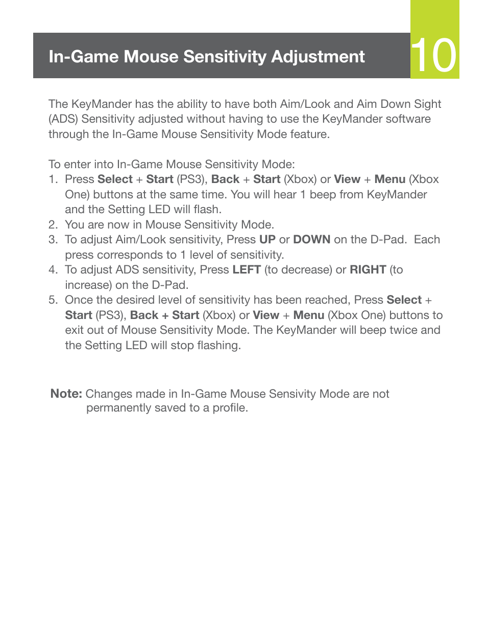 In-game mouse sensitivity adjustment | IOGear GE1337P Quick Start User Manual | Page 11 / 16