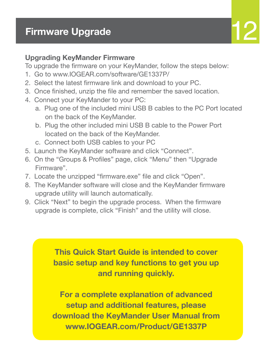 Firmware upgrade | IOGear GE1337P Quick Start User Manual | Page 13 / 16