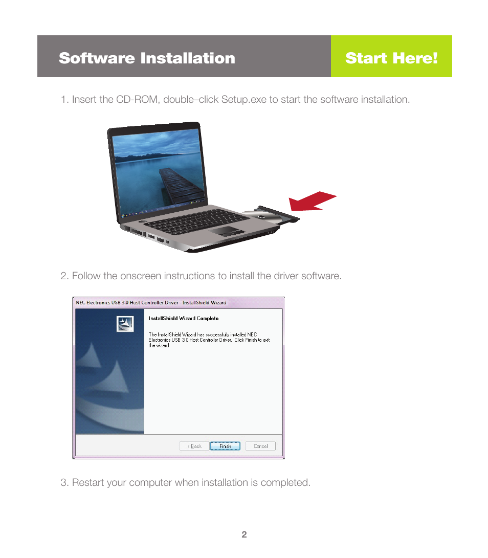 Software installation start here | IOGear GEU302 User Manual | Page 2 / 8