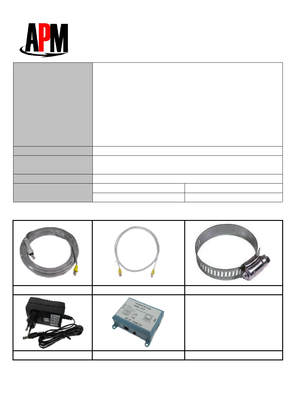 Apm co., ltd, Standard accessories | APM -24005G-1 User Manual | Page 2 / 2