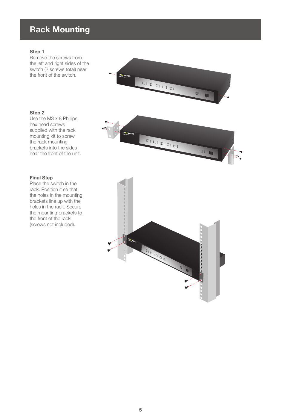 Rack mounting | IOGear GHSW8242 Quick Start User Manual | Page 6 / 7