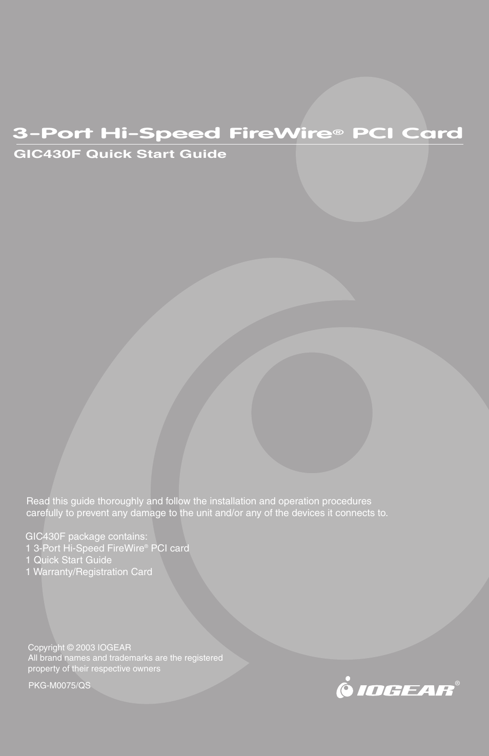 IOGear GIC430F User Manual | 8 pages