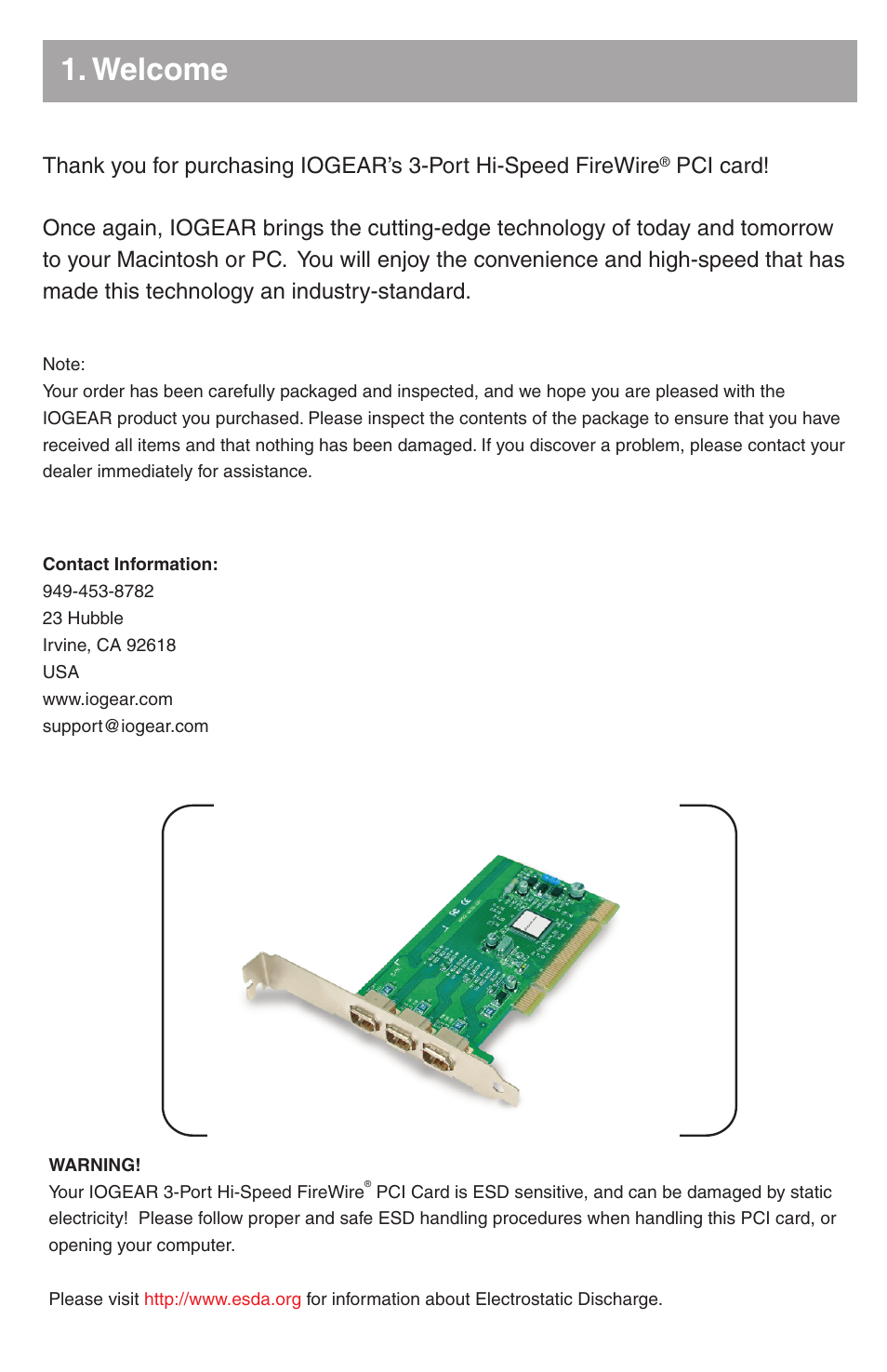 Welcome | IOGear GIC430F User Manual | Page 2 / 8