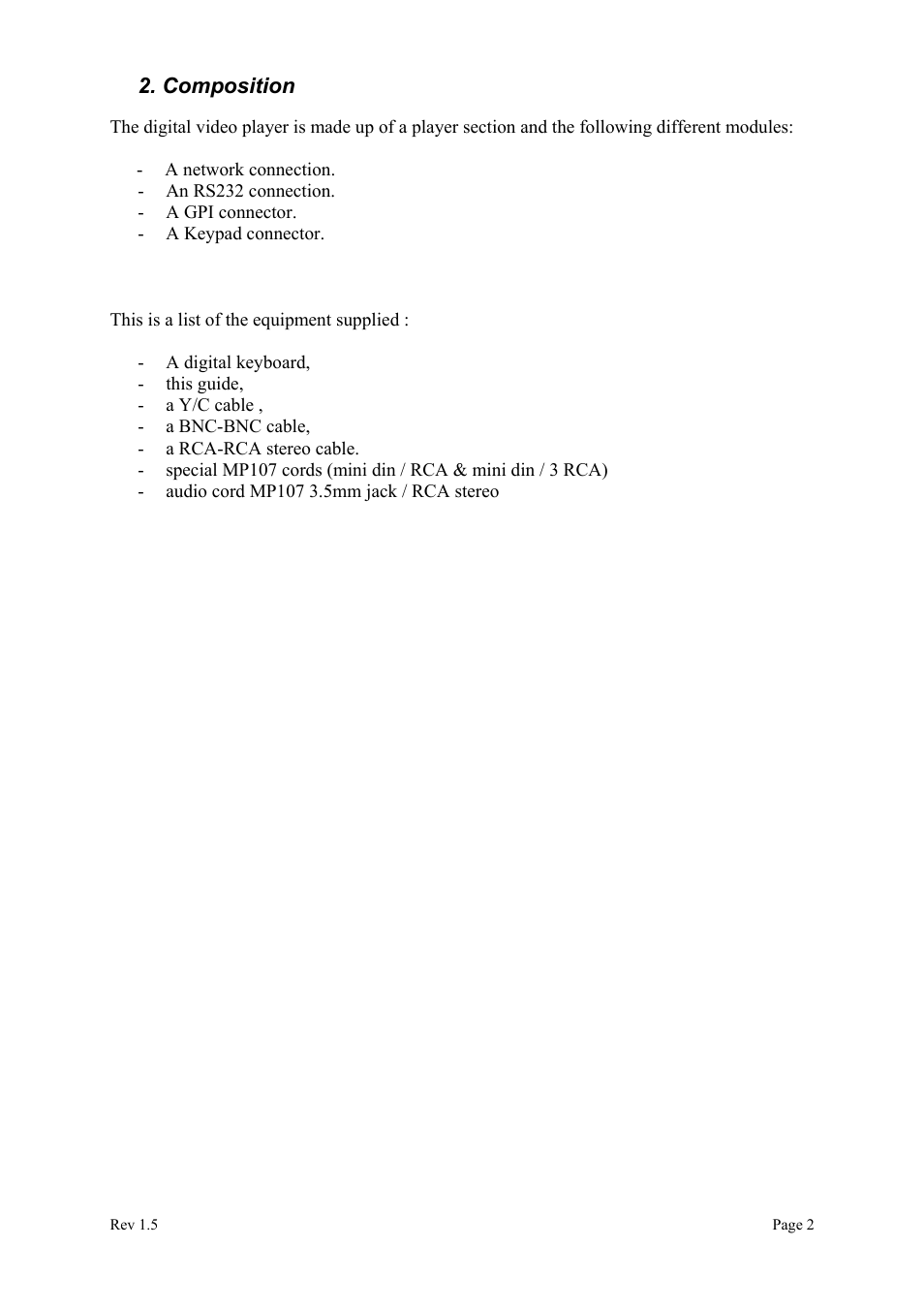 Composition | Alpeg MP615/MP107 User Manual | Page 3 / 34