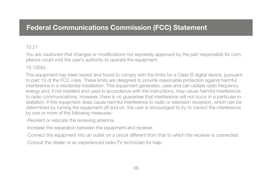 Federal communications commission (fcc) statement | IOGear GMD2025U120A Manual User Manual | Page 36 / 44