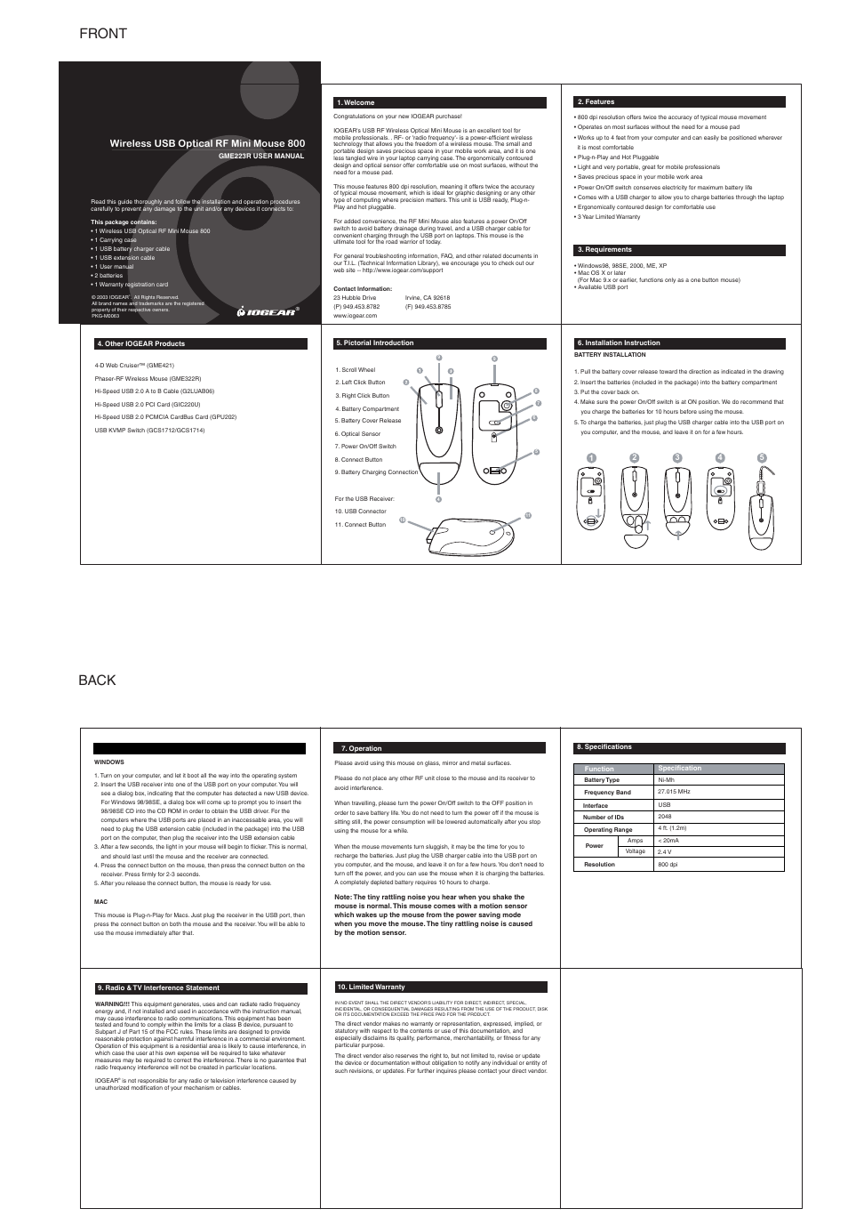 IOGear GME223R User Manual | 1 page