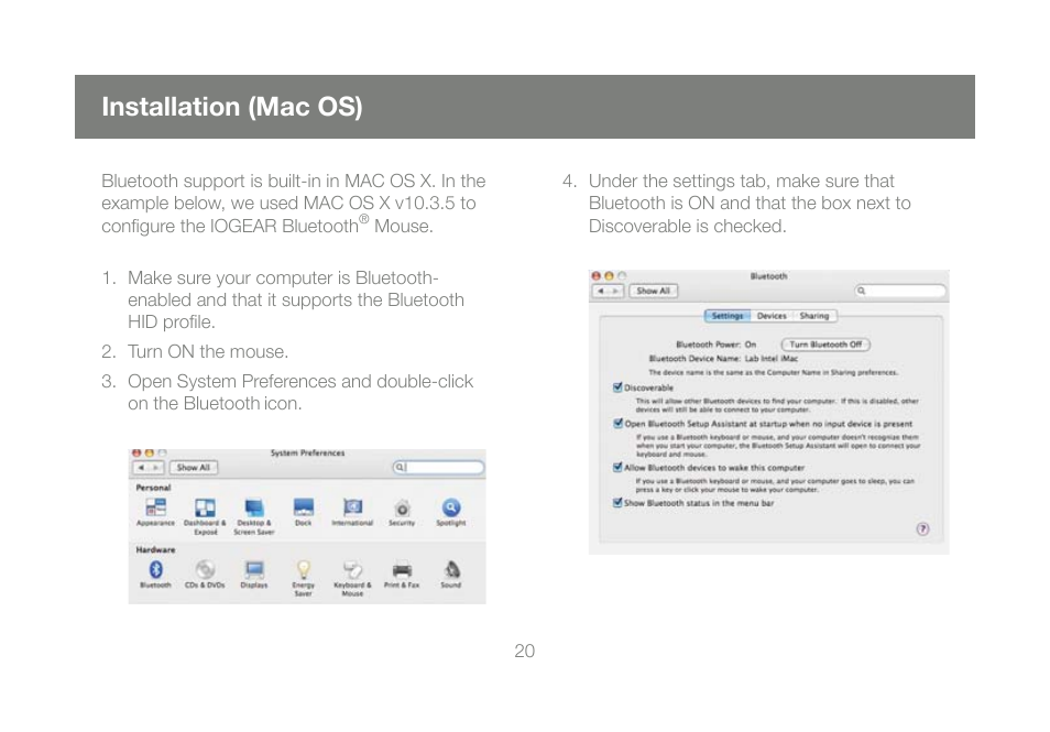 Installation (mac os) | IOGear GME228BW6 User Manual | Page 20 / 84