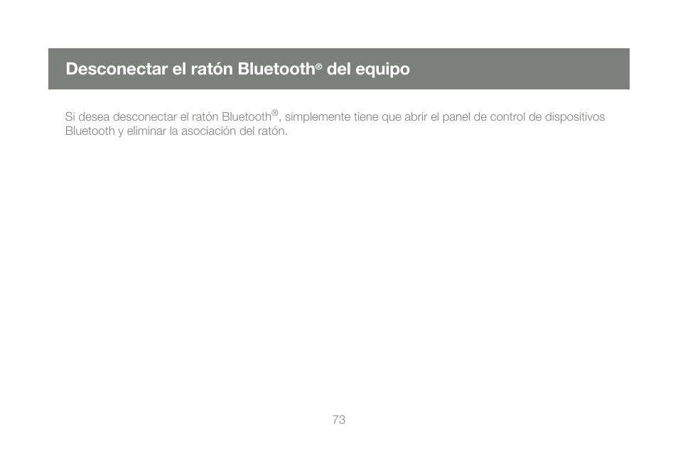 Desconectar el ratón bluetooth, Del equipo | IOGear GME228BW6 User Manual | Page 73 / 84