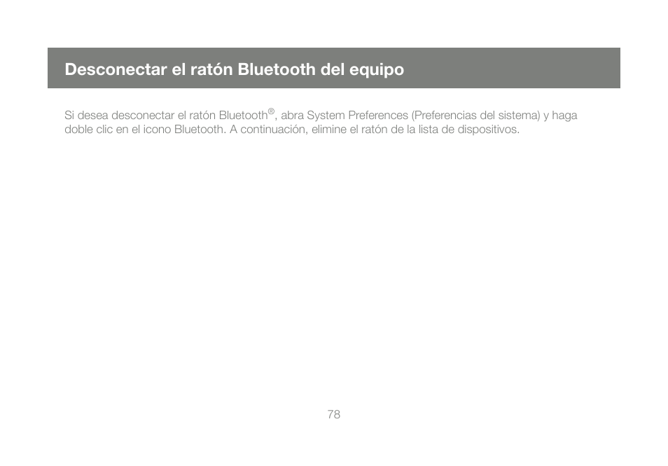 Desconectar el ratón bluetooth del equipo | IOGear GME228BW6 User Manual | Page 78 / 84