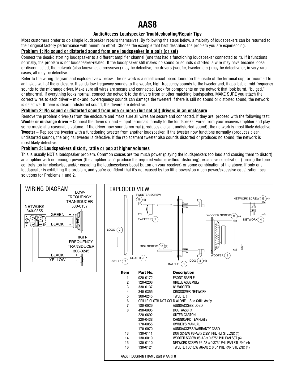 Audioaccess AAS8 User Manual | 1 page