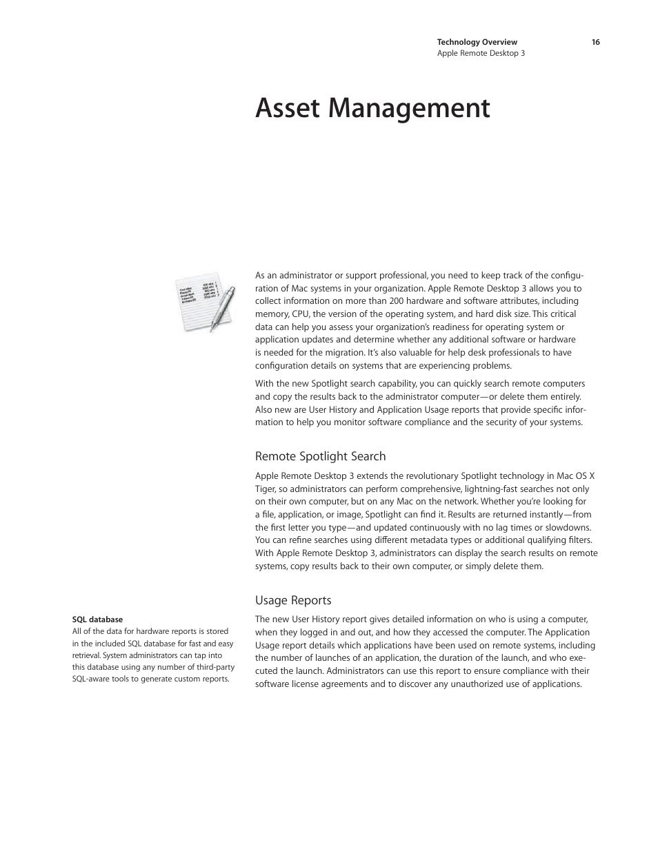 Asset management | Apple Remote Desktop 3 User Manual | Page 16 / 35