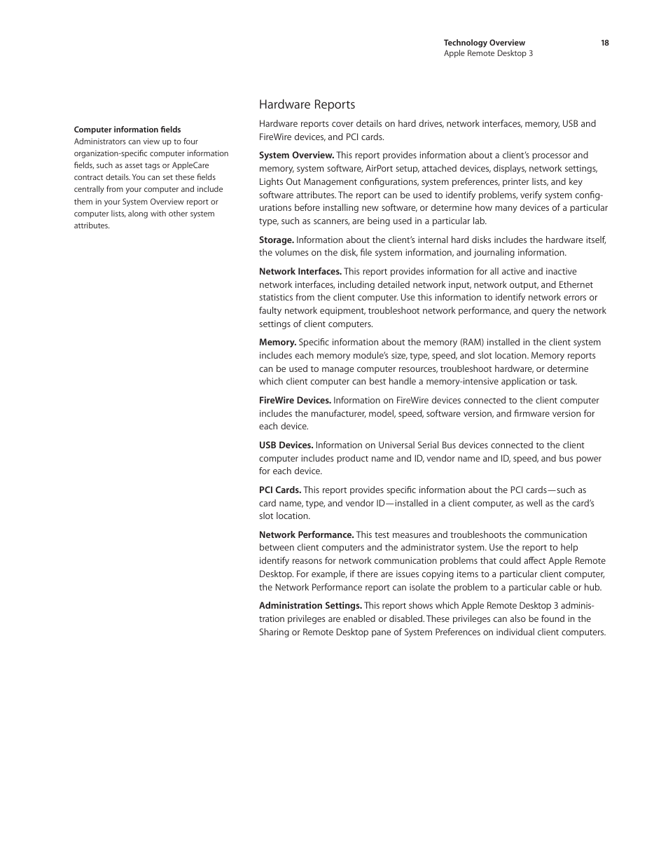 Hardware reports | Apple Remote Desktop 3 User Manual | Page 18 / 35