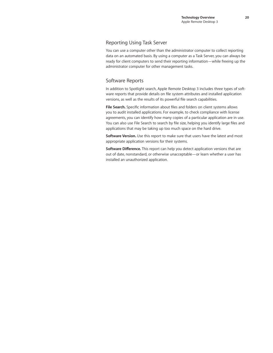 Reporting using task server, Software reports | Apple Remote Desktop 3 User Manual | Page 20 / 35