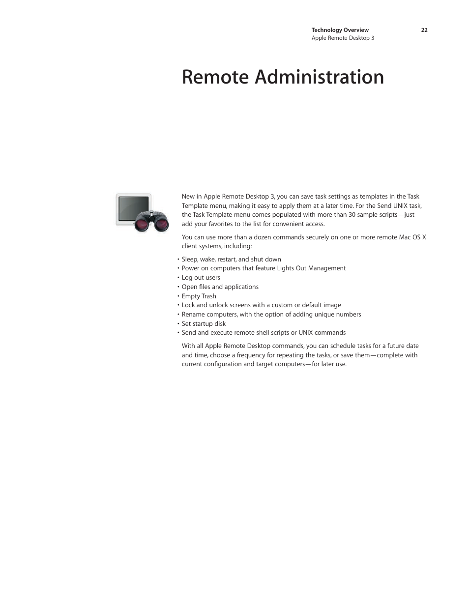 Remote administration | Apple Remote Desktop 3 User Manual | Page 22 / 35