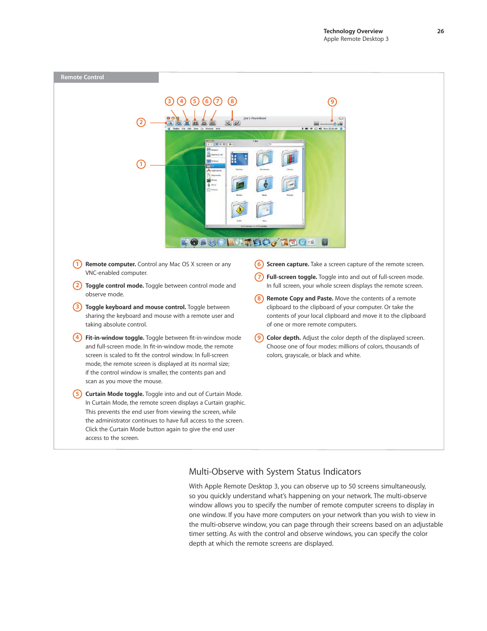 Multi-observe with system status indicators | Apple Remote Desktop 3 User Manual | Page 26 / 35