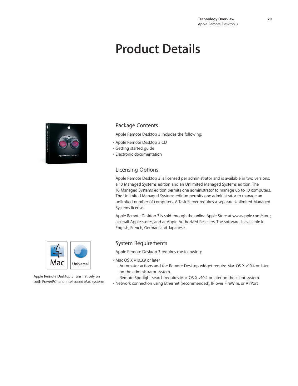 Product details | Apple Remote Desktop 3 User Manual | Page 29 / 35