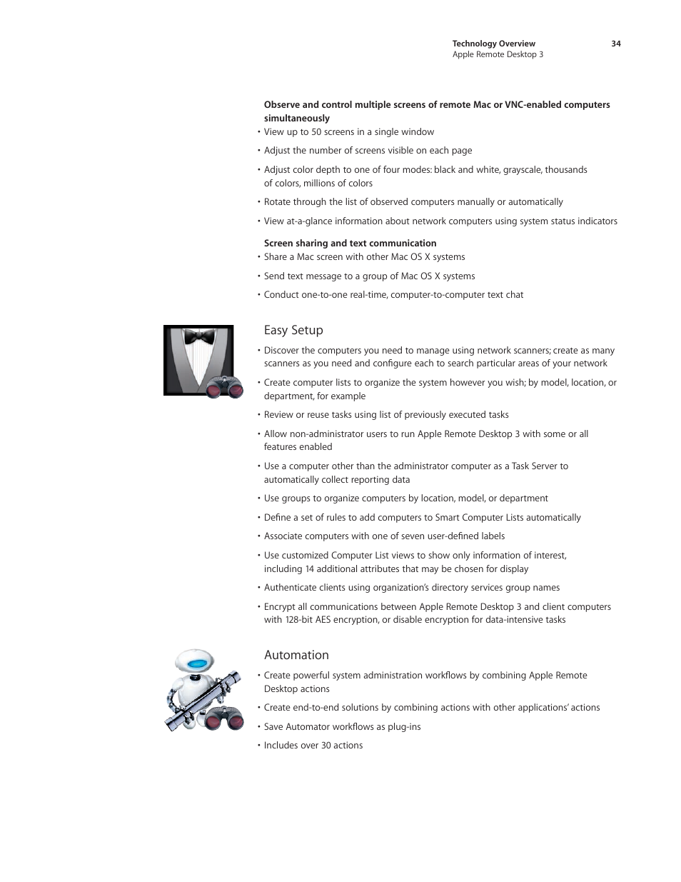 Easy setup, Automation | Apple Remote Desktop 3 User Manual | Page 34 / 35