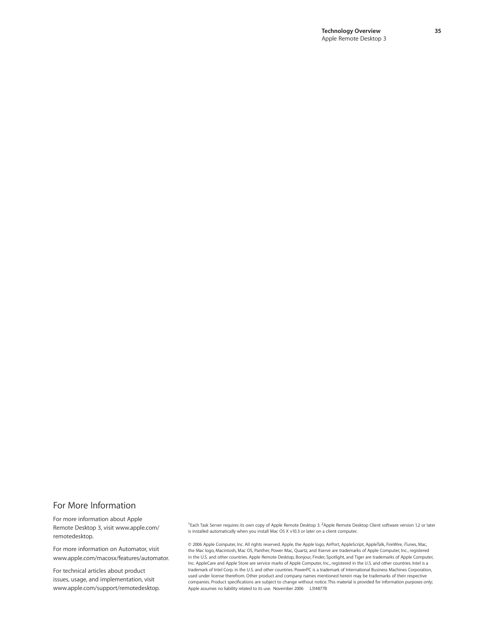 For more information | Apple Remote Desktop 3 User Manual | Page 35 / 35