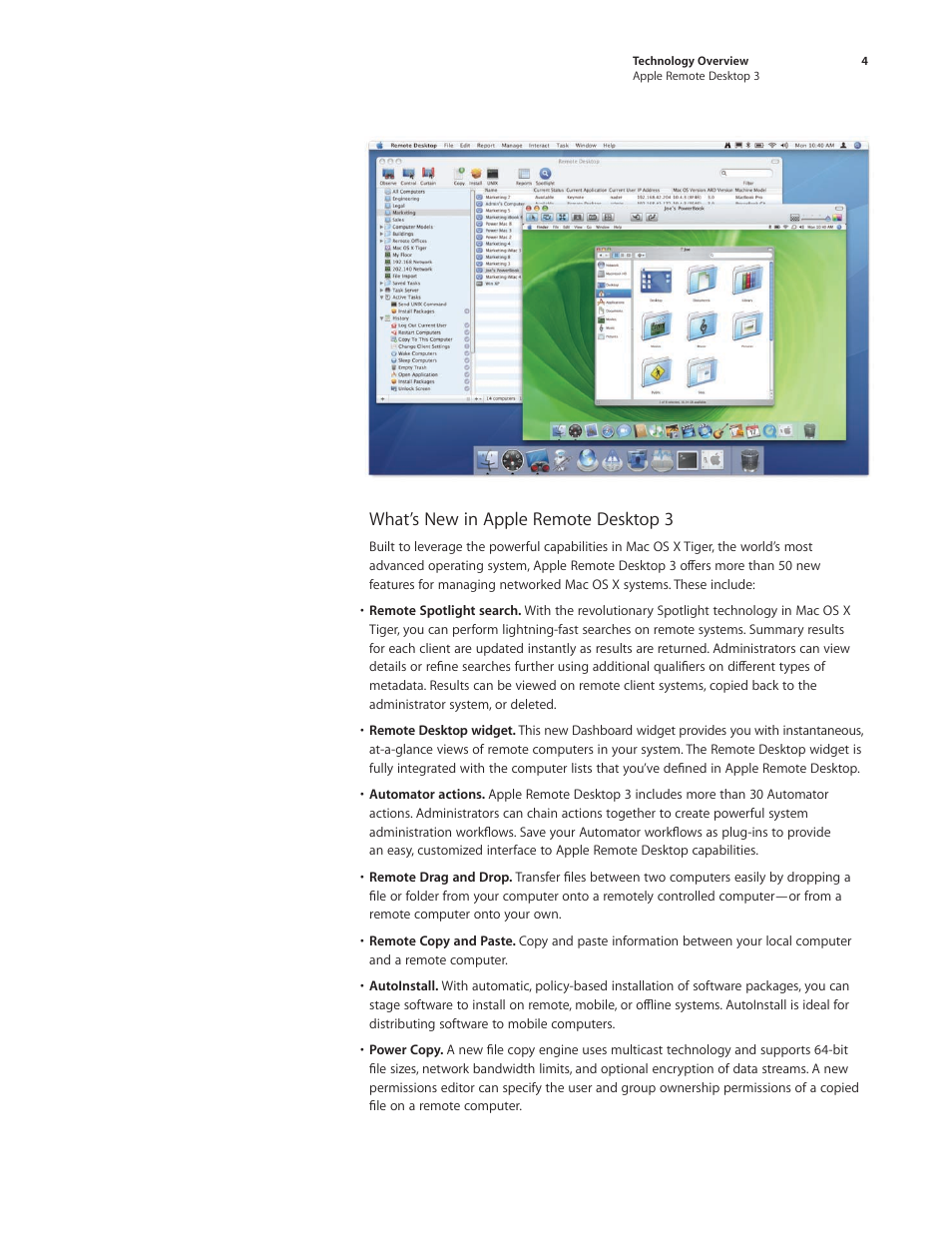 What’s new in apple remote desktop 3 | Apple Remote Desktop 3 User Manual | Page 4 / 35