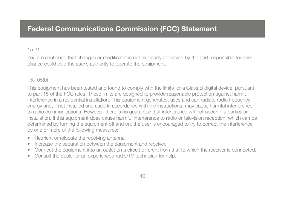 Federal communications commission (fcc) statement | IOGear GPSU21 User Manual | Page 40 / 48
