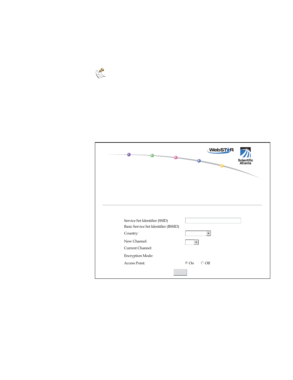 Configuring your wireless access point parameters, Setup wireless – basic page example | Scientific Atlanta DPR2320 User Manual | Page 63 / 81