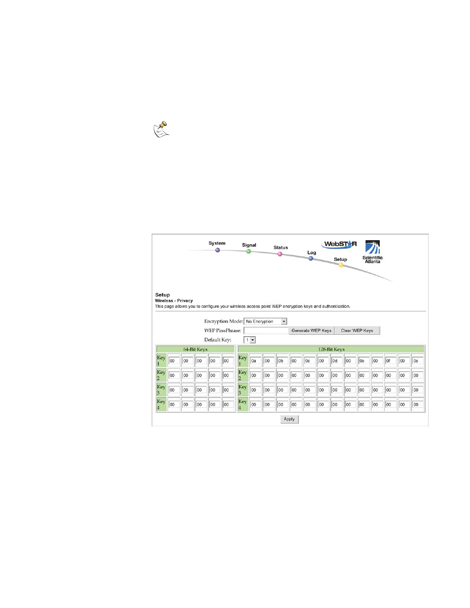 Setup wireless – privacy page example | Scientific Atlanta DPR2320 User Manual | Page 65 / 81