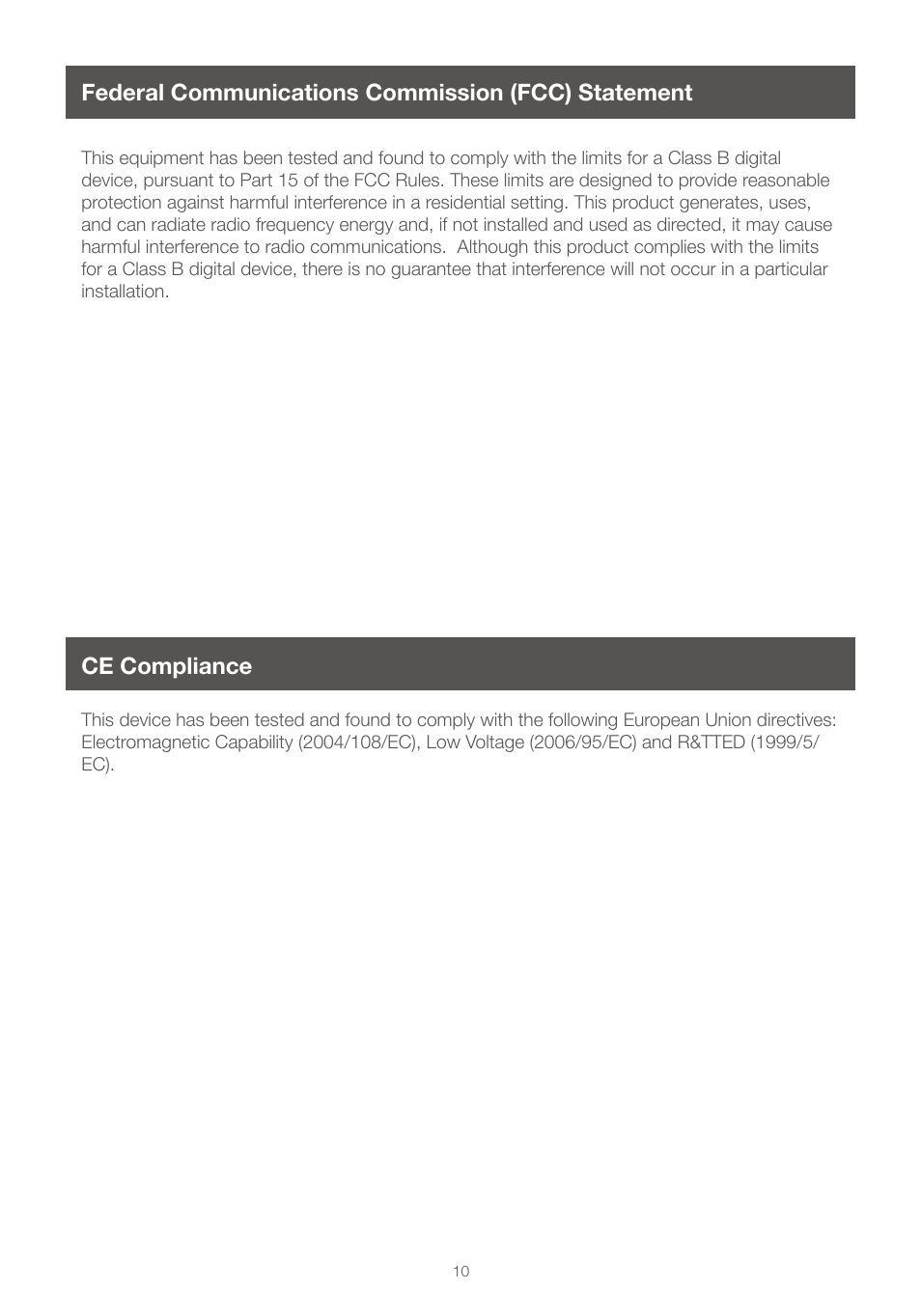 Federal communications commission (fcc) statement, Ce compliance | IOGear GUB211W6 For Win8 User Manual | Page 10 / 12