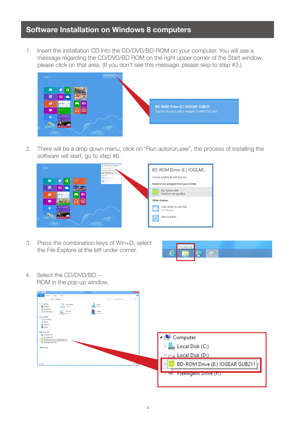Software installation on windows 8 computers | IOGear GUB211W6 For Win8 User Manual | Page 4 / 12