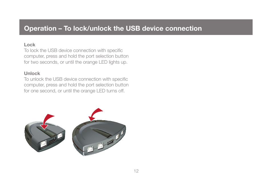 To lock/unlock the usb device connection | IOGear GUB431 User Manual | Page 12 / 36