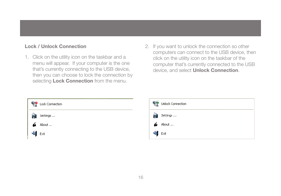 Lock / unlock connection | IOGear GUB431 User Manual | Page 16 / 36