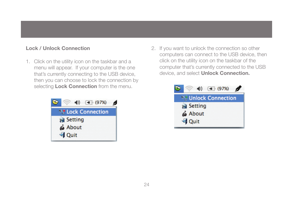 Lock / unlock connection | IOGear GUB431 User Manual | Page 24 / 36