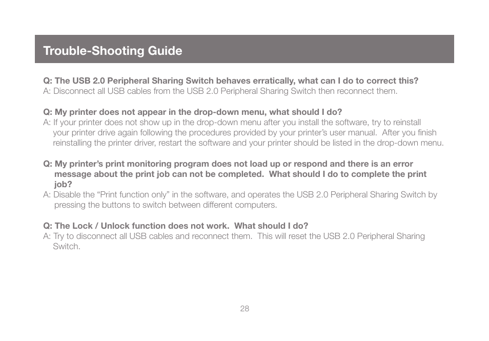 Trouble-shooting guide | IOGear GUB431 User Manual | Page 28 / 36