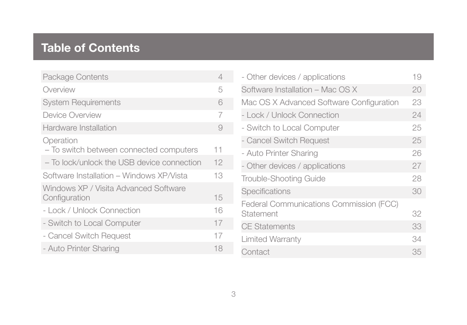 IOGear GUB431 User Manual | Page 3 / 36