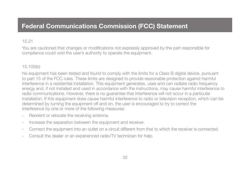 Federal communications commission (fcc) statement, Federal communications commission (fcc), Statement | IOGear GUB431 User Manual | Page 32 / 36