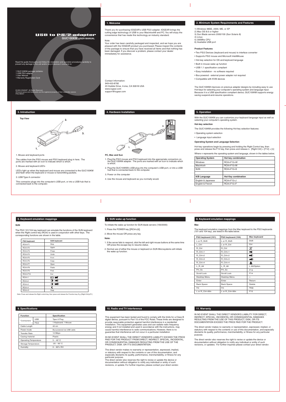 IOGear GUC100KM User Manual | 1 page