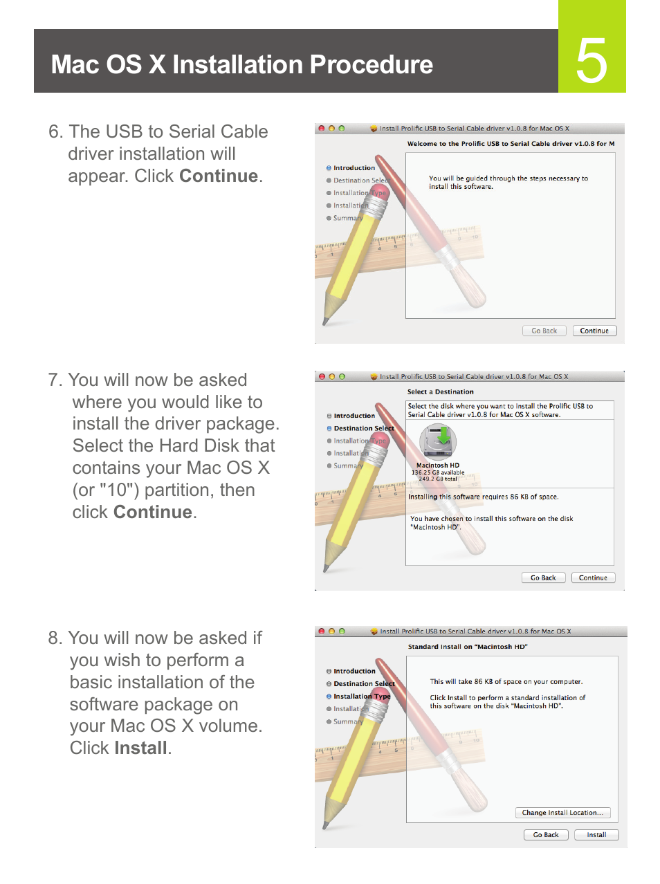 Mac os x installation procedure | IOGear GUC232A User Manual | Page 6 / 10