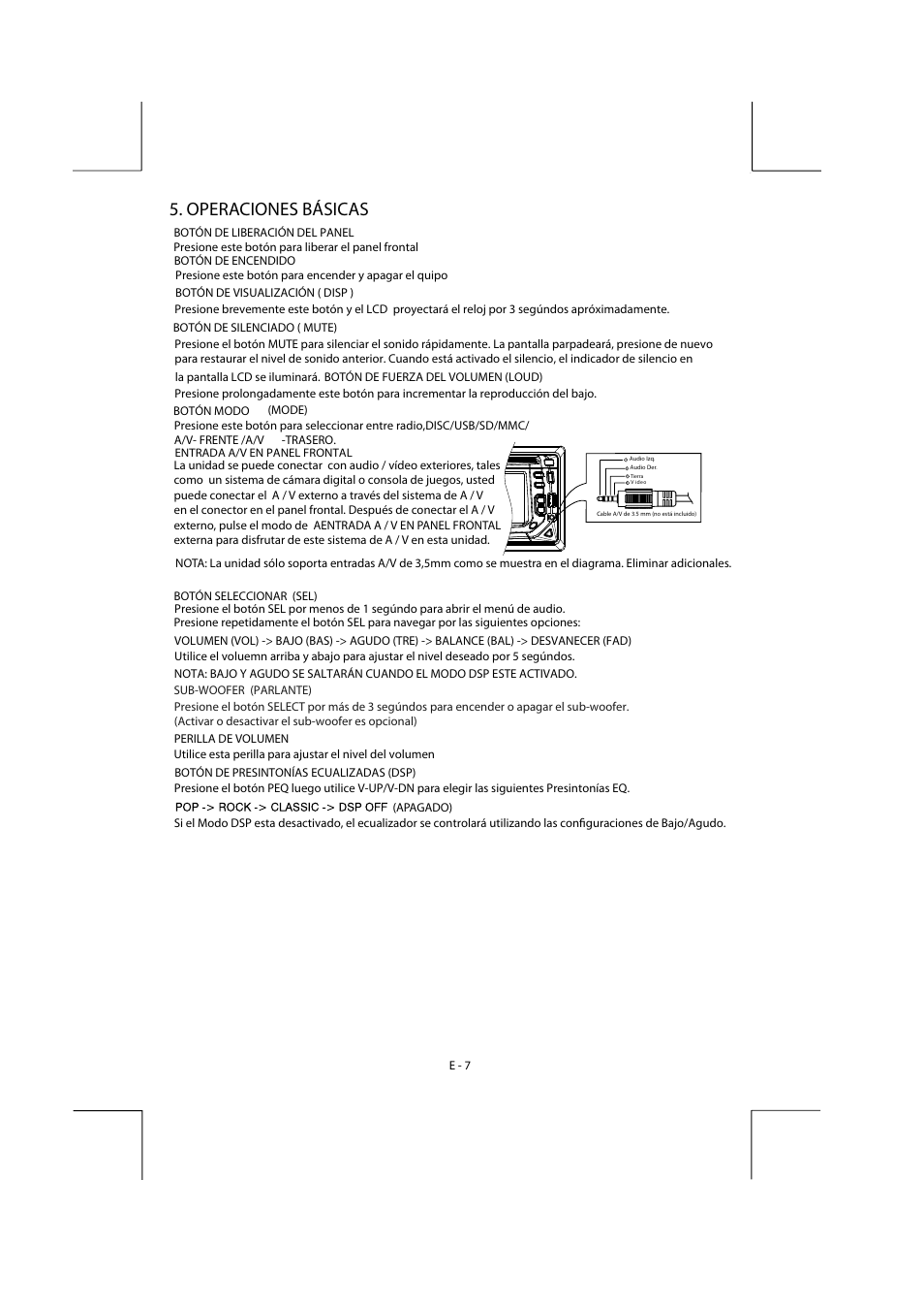 Operaciones básicas | Boss Audio Systems BV9155B User Manual | Page 10 / 33